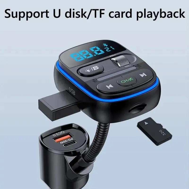 T25 Car Bluetooth FM Transmitter MP3 Player Hands-Free Dual USB Fast Charge