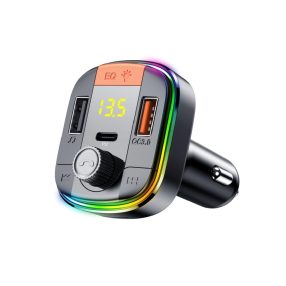   HiGi® - T832 cigarette lighter FM transmitter & car USB fast charger: 1x USB Type-C + 1x USB-A