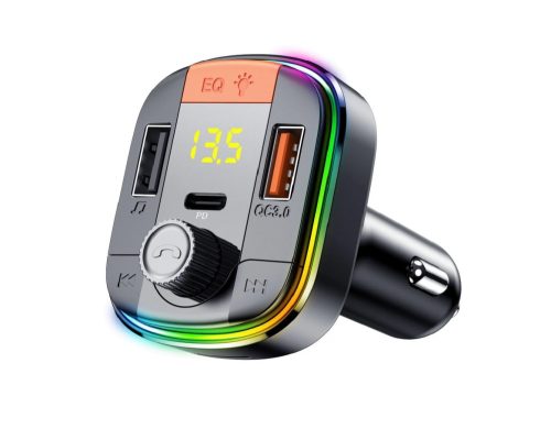 HiGi® - T832 cigarette lighter FM transmitter & car USB fast charger: 1x USB Type-C + 1x USB-A