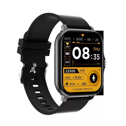 HryFine Y13 Smart Watch - Black color, silicone strap - 5 days battery life, 1.69" HD kijelző, IP67, BT calling, messages, health monitor