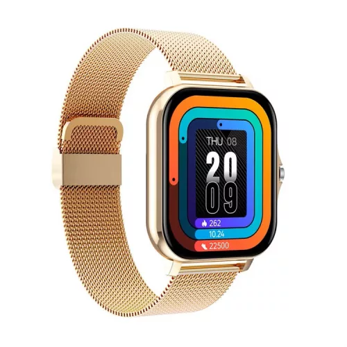 HryFine Y13 Smart Watch - Gold color, metal strap - 5 days battery life, 1.69" HD kijelző, IP67, BT calling, messages, health monitor