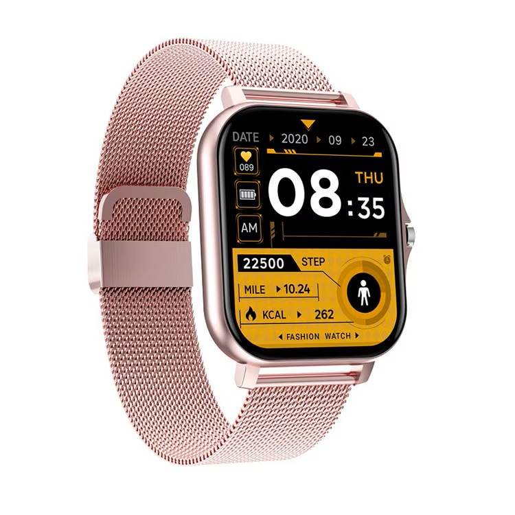 HryFine Y13 Smart Watch - Rose color, metal strap