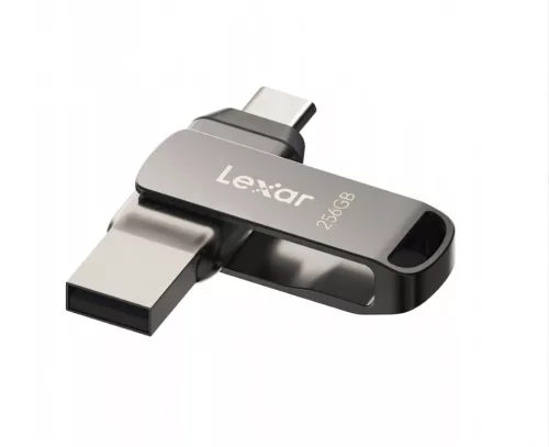 Lexar® JumpDrive® D400 USB 3.1 Type-C Dual Slot Metal PenDrive – for phone and computer. Aluminum housing, 256 GB