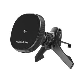   Mobile Origin® CA15 - 15W MagSafe wireless car charger + phone holder. Flat fan grille mountable