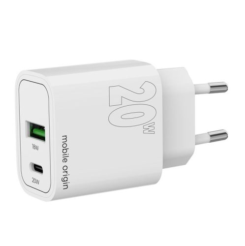 Mobile Origin® MO12 - PD20W GaN wall charger, 1xUSB-A + 1xUSB-C