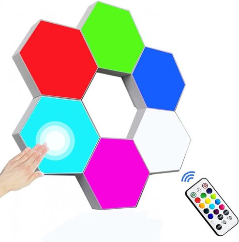 Ningbo Hexagon color wall lamp - 10 pcs, hexagonal shape, RGB color, wall-mounted, remote control + touch-sensitive control