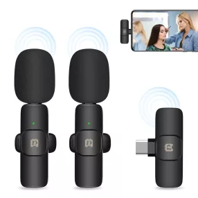   PULUZ PU3151B Wireless Lavalier Noise Canceling Microphones and Receiver (2x Mic + 1x Receiver) For All Android Devices - Black