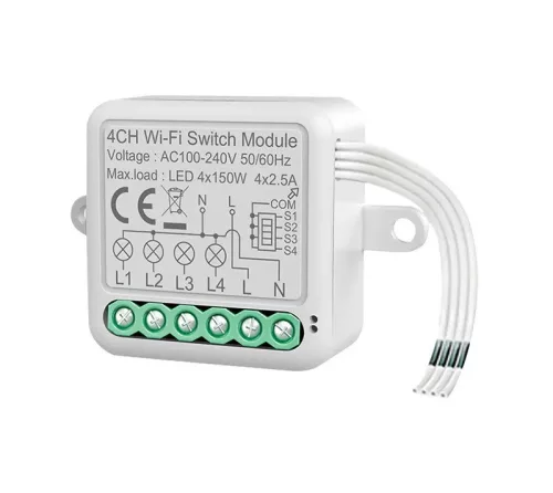 RSH® SB04 WiFi - 4 chanel SMART switch - Application control, timing, voice instructions. Amazon Echo, Google Home and IFTTT integration