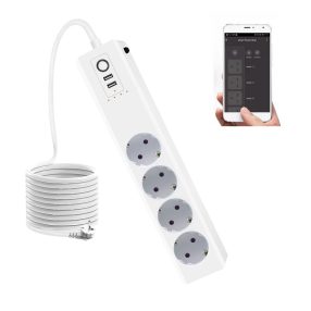   RSH® WT012-EU - SMART smart power strip: 4x separately controllable sockets + 2x USB charger. Surge protected, App control