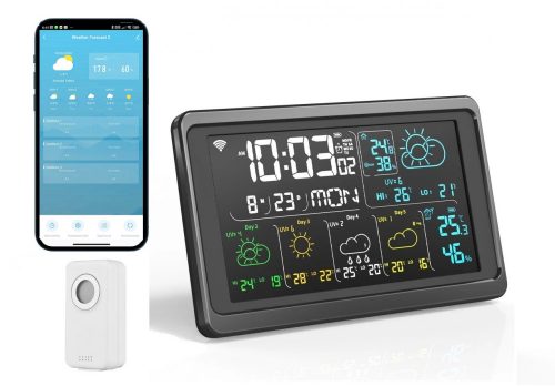 RSH® Weather01 WiFi - Smart weather station. Temperature, humidity display, 5-day weather forecast, UV index, wind speed, alarm clock, etc...