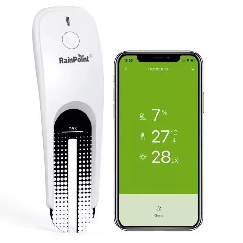 RainPoint® HCS021FRF - Outdoor Soil Moisture Sensor and Light Meter - 60m Range, Historical Data Tracking