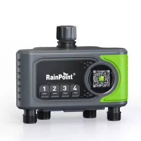   RainPoint® HTV405FRF - 4-zone garden tap-mounted irrigation valve - 250m range, flow measurement, App control