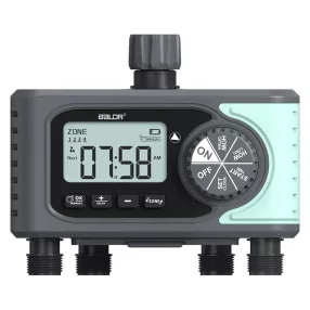   RainPoint® ITV405 - 4-zone garden tap-mounted irrigation valve - 4 individually controllable outputs, 1-week, 3 per Day watering cycle setting timing