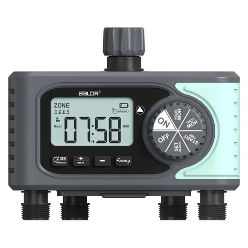 RainPoint® ITV405 - 4-zone garden tap-mounted irrigation valve - 4 individually controllable outputs, 1-week, 3 per Day watering cycle setting timing