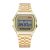 Retro quartz watch - gold color, waterproof design (IP44), stainless steel case