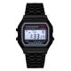 Retro quartz watch - black color, waterproof design (IP44), stainless steel case