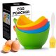 Egg Poacher - Poached Egg Cooker with Ring Standard, Silicone Egg Poacher Cup for Microwave or Stovetop Egg Poaching, with Extra Oil Brush, BPA Free, 4 Pack