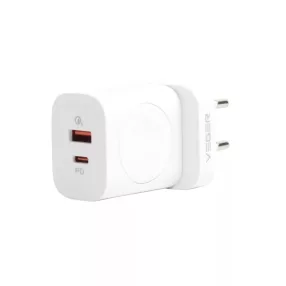  Veger W002 3in1 wall charger - 1x wireless (QI), 1x PD (20W) 1x USB charger (18W) - PD3.0 / PPS / QC3.0 protocols support