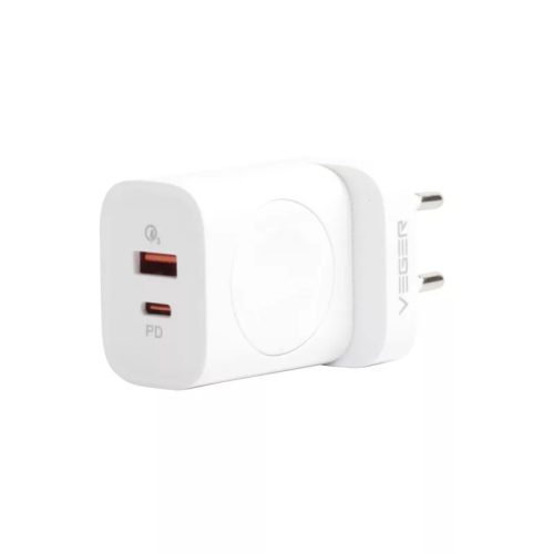Veger W002 3in1 wall charger - 1x wireless (QI), 1x PD (20W) 1x USB charger (18W) - PD3.0 / PPS / QC3.0 protocols support