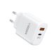 Veger 65W1A1C GaN: Dual port, 65W GaN tech. USB quick charger (1x USB-C 65W + 1x USB-A 18W)