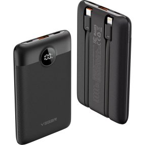   Veger C11 power bank - 10000mAh - built-in cables, LED charging indicator, 3x fast charging output (22,5 Watt)