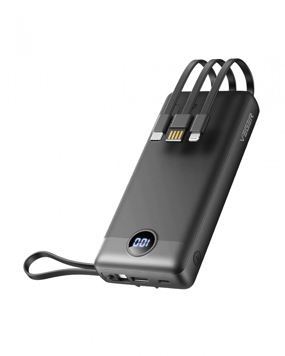 Veger C20 power bank - 20000mAh - built-in, 4 cables, LED ch