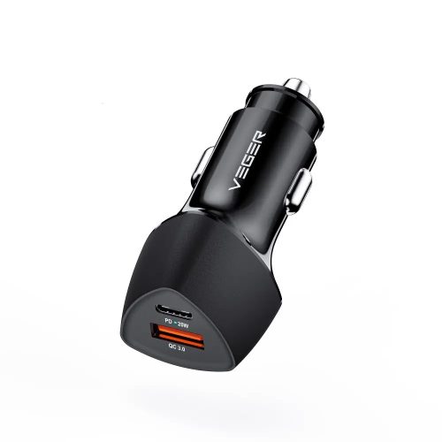 Veger CC50 dual port car charger - 38W / 7.6A charging power 1xPD20W QC18W