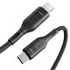 Veger CL01 - 3A USB Type-C - Apple Lightning cable - 120 cm, 3A charging, kevlar (pearl cloth) cover - black