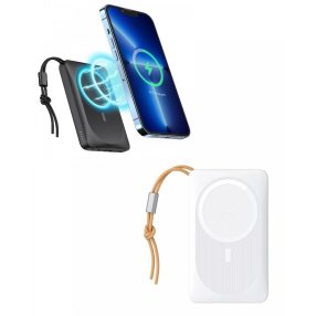   Veger MagOn - Magnetic Wireless Power Bank - 10000mAh, charge 3 devices simultaneously, compact size and weight - white