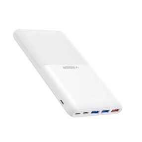   Veger S22 power bank - 20000mAh capacity, ultra-thin & non-slip design, simultaneous charging of 4 devices, LED charging indicator - white