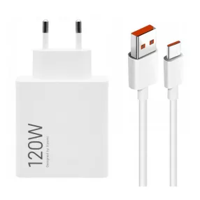   Xiaomi 120W Hypercharge Combo - 120 Watt  USB (Type-A) Charger + 1 Meter, 120 Watt Cable - White
