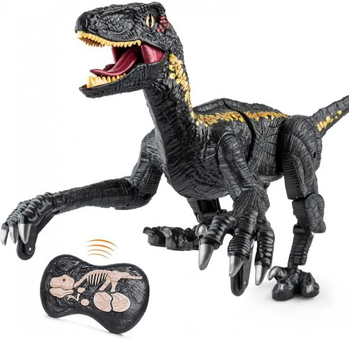 Remote control dinosaur toy - light and sound effects, demo mode, 30cm length, long playing time - black