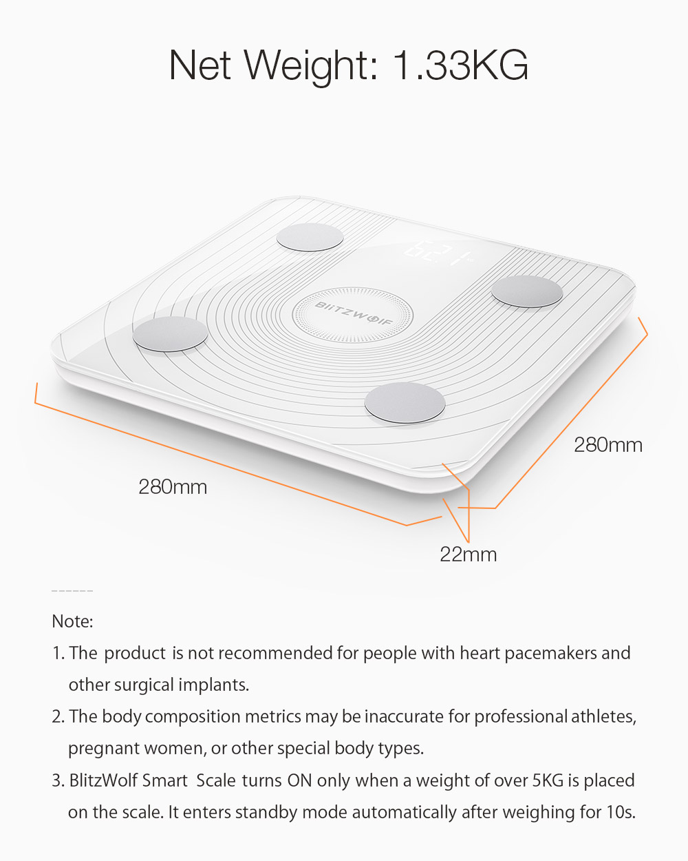 Blitzwolf® BW-SC1 smart scale