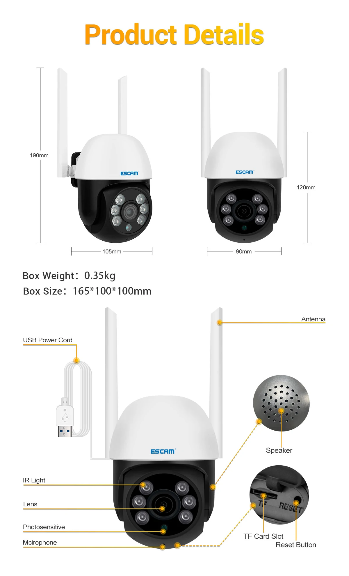 Ripley - CÁMARA DE VIGILANCIA EXTERIOR FULL HD 1080 2MP TUYA ESCAM TY110