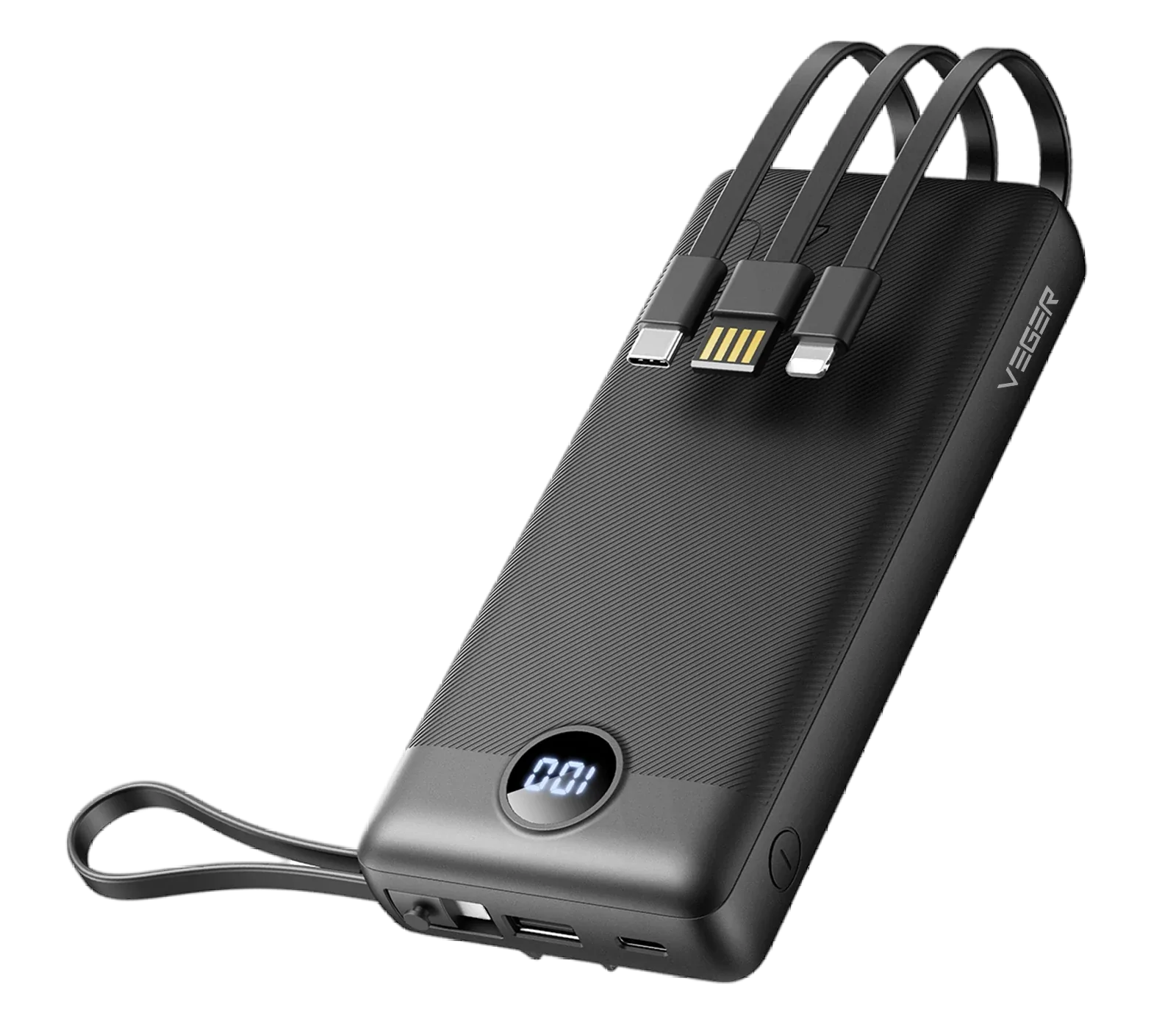 Veger C20 power bank - 20000mAh - built-in, 4 cables, LED ch