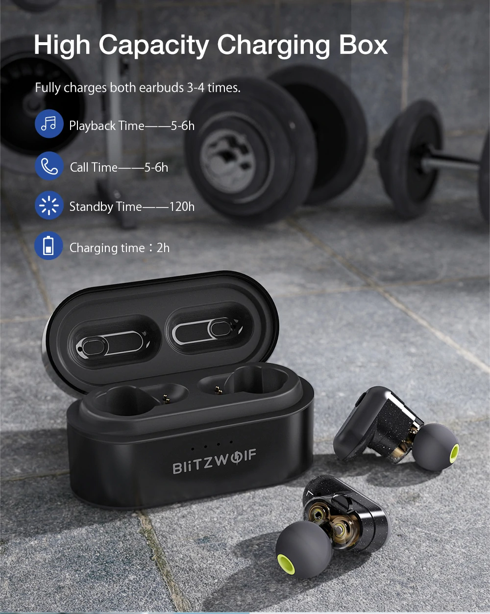 TWS Dual Dynamic Drivers BlitzWolf BW FYE7 bluetooth V5.0 T